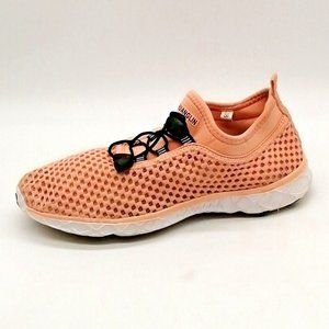 Zhuanglin Womens Water Shoe Peach Mesh Lace Up w/Toggle Flat Heel Cushion EUR 38